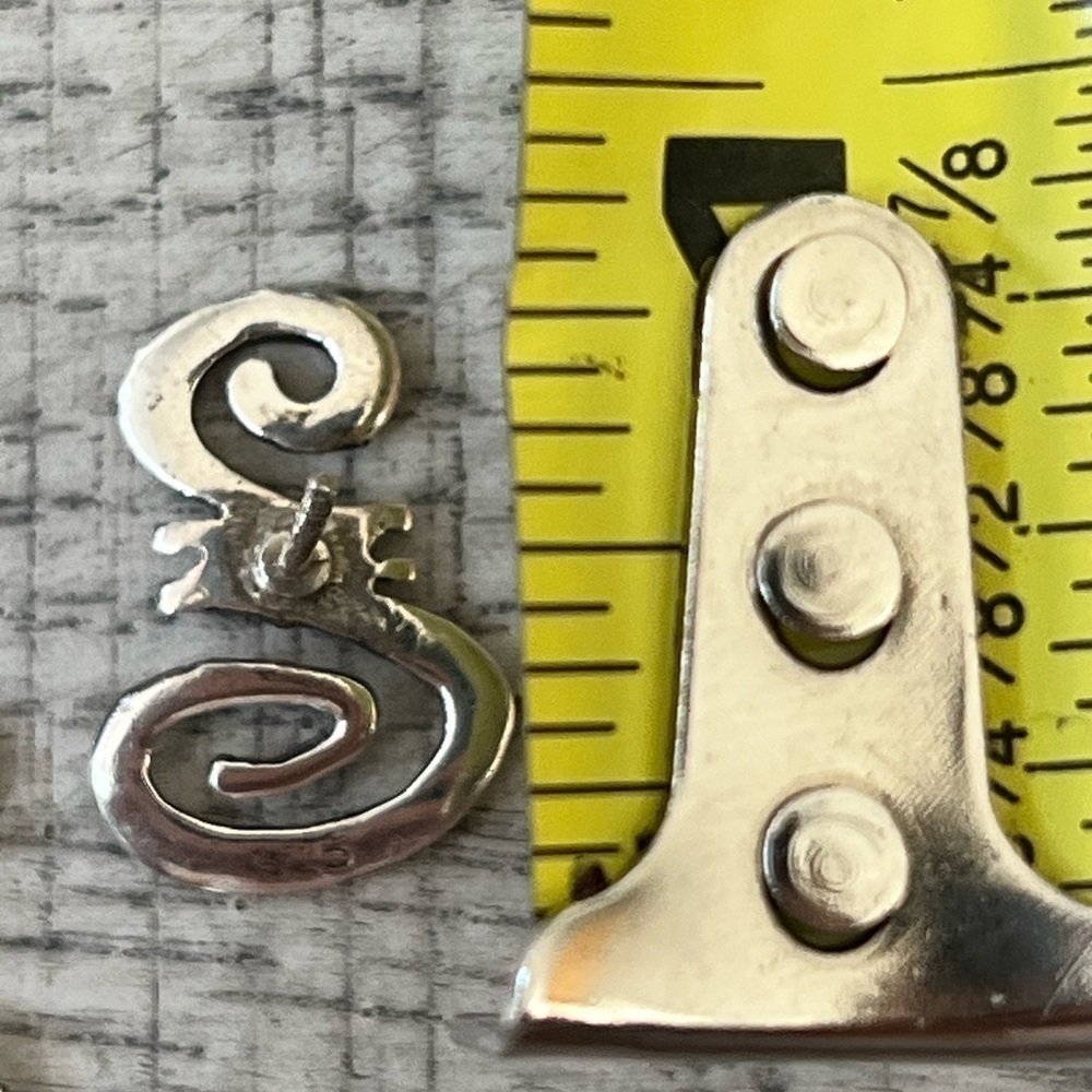 Sterling Silver Squiggle Stud Earrings - Picture 5 of 5